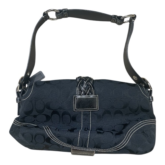 Vintage Black Coach Y2K Braided Soho Pochette Baguette Shoulder Mini-Bag Purse - Picture 6 of 12